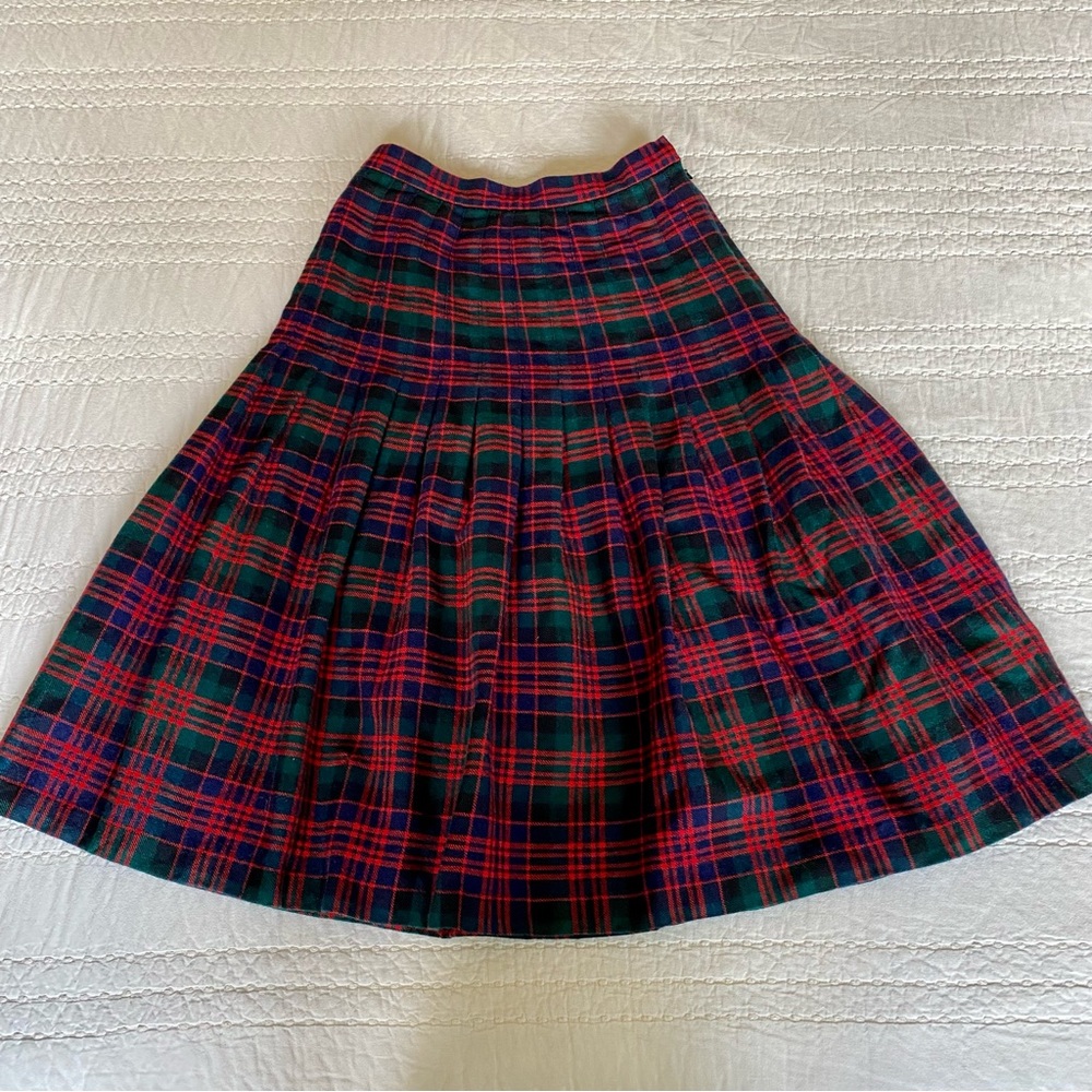 vintage james pringle inverness tartan 💯 wool skirt / size 8